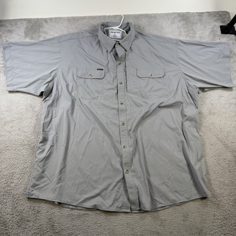 Poncho Shirt Mens 3XL Grey Regular Fit Button Vented Fishing Outdoors Magnetic